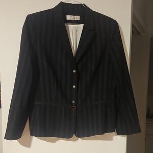 Tahari Black Pinstripe Women's Blazer 18